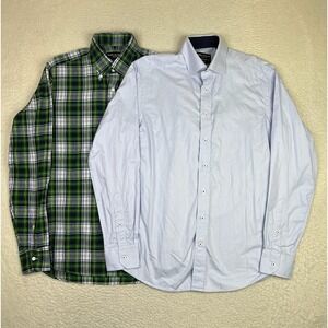 Spier & Mackay Dress Shirts Lot Of 2 Mens 15 32/33 Blue Green Handmade LS